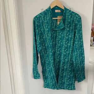 Fabindia Teal Green Printed Men's Kurta